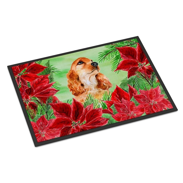 Carolines Treasures Cocker Spaniel Poinsettas Indoor or Outdoor Mat - 18 x 27 in. - CK1354MAT