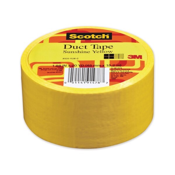 Scotch Duct Tape, 1.88in x 20 yds, Sunshine Yellow - 920-YLW-C