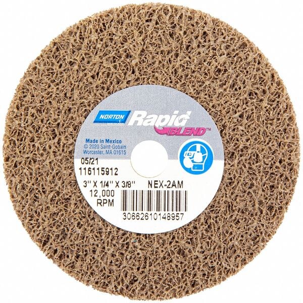 Norton Abrasives Bond Non Woven Wheel, 3" dia, 12,000 RPM - 66261014895
