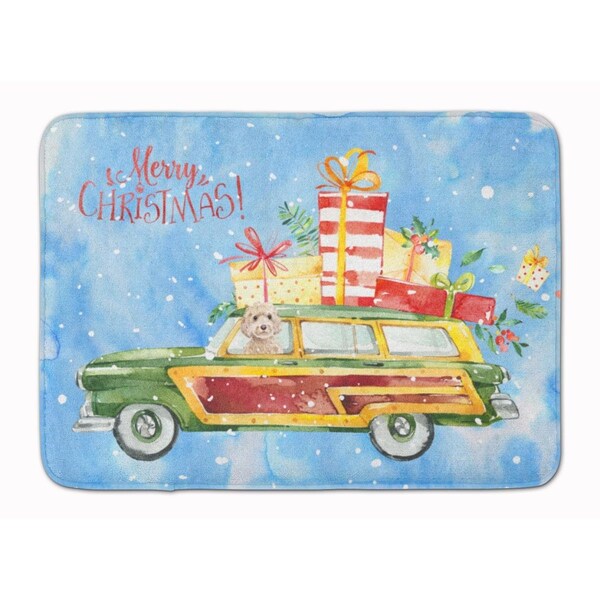 Carolines Treasures Merry Christmas Champagne Cockapoo Machine Washable Memory Foam Mat - CK2448RUG