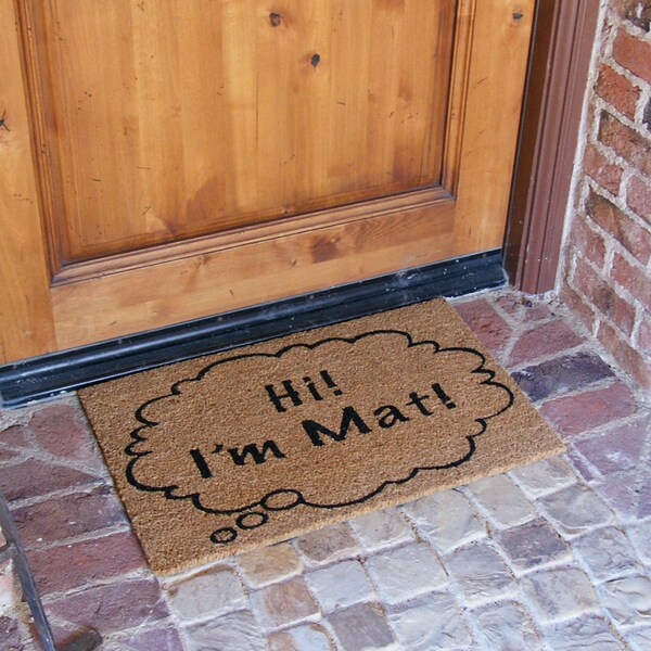 Rubber-Cal "Hi I'm Mat" Coir Doormat Funny Doormats, 18 x 30-Inch - 10-106-039