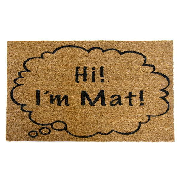 Rubber-Cal "Hi I'm Mat" Coir Doormat Funny Doormats, 18 x 30-Inch - 10-106-039