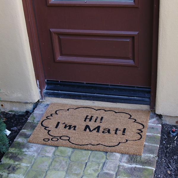 Rubber-Cal "Hi I'm Mat" Coir Doormat Funny Doormats, 18 x 30-Inch - 10-106-039