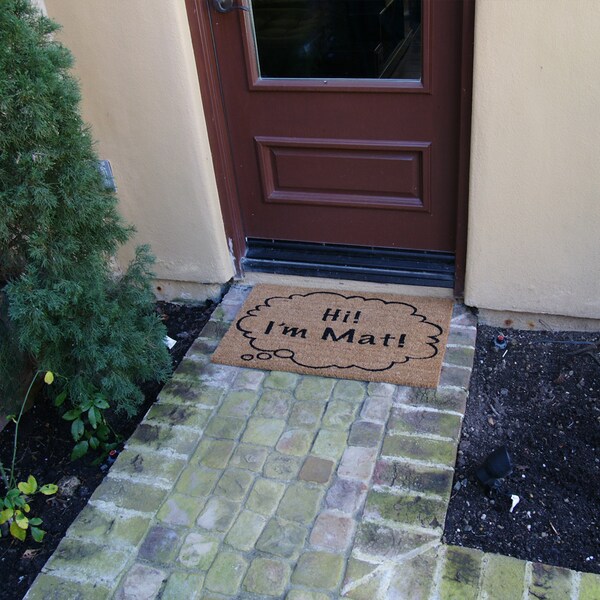 Rubber-Cal "Hi I'm Mat" Coir Doormat Funny Doormats, 18 x 30-Inch - 10-106-039