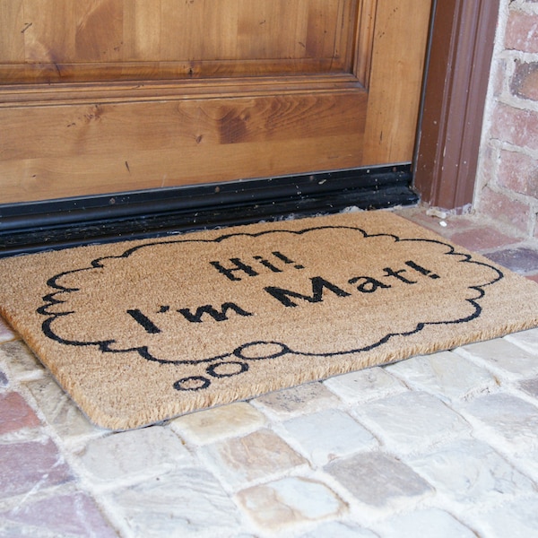 Rubber-Cal "Hi I'm Mat" Coir Doormat Funny Doormats, 18 x 30-Inch - 10-106-039