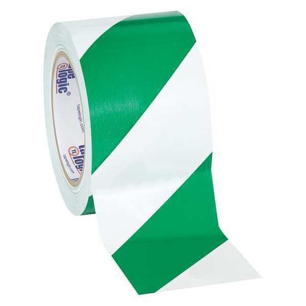 Partners Brand Tape Logic Striped Vinyl Tape, 7.0 Mil, 3" x 36 yds., Green/white, 3/Case - T93363PKGW