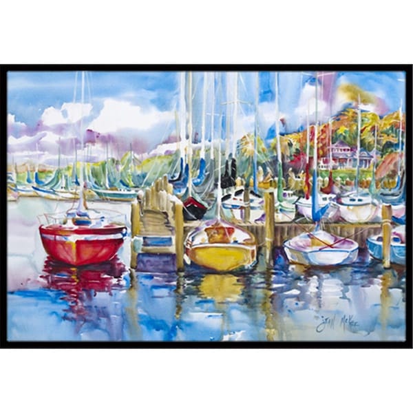 Carolines Treasures Paradise Yacht Club Sailboats Indoor and Outdoor Mat- 18 x 27 in. - JMK1063MAT