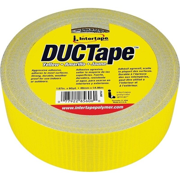 Intertape Duct Tape, 60 yd L, 1.88 in W, Polyethylene-Coated Cloth Backing, Yellow - 20C-Y2