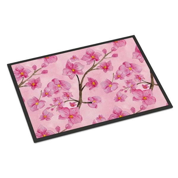 Carolines Treasures Watercolor Pink Flowers Indoor or Outdoor Mat, 24 x 36 in. - BB7505JMAT