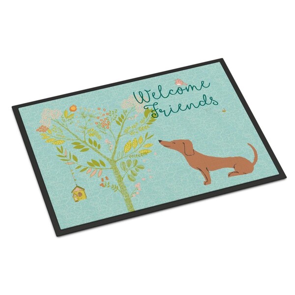 Carolines Treasures Welcome Friends Red Dachshund Indoor or Outdoor Mat, 18 x 27 in. - CA68813