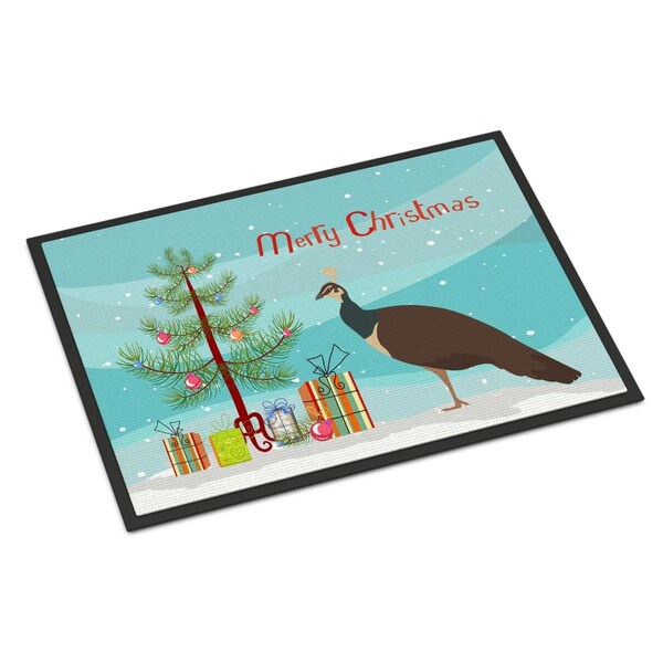 Carolines Treasures Indian Peahen Peafowl Christmas Indoor or Outdoor Mat, 18 x 27 in. - BB9294MAT