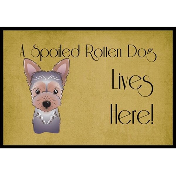 Carolines Treasures Carolines Treasures BB1480JMAT Yorkie Puppy Spoiled Dog Lives Here Indoor & Outdoor Mat; 24 x 36 in. - BB1480JMAT
