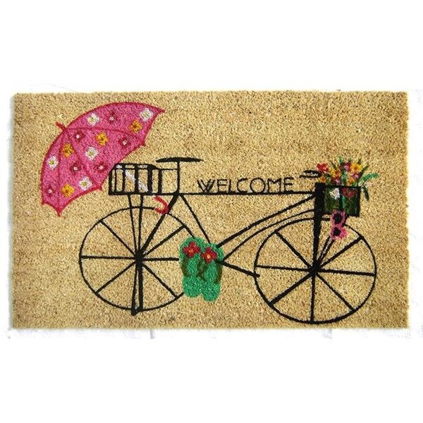 Geo Crafts Geo Crafts G352 Bicycle Welcome 18 x 30 in. Vinyl PVC Back; Summer Coir Doormat - G352 BICYCLE WELCOME