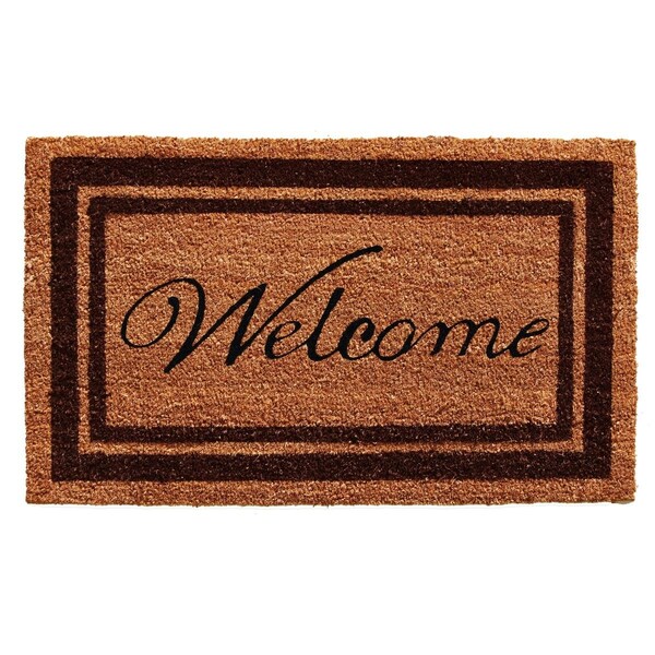 Configuracion 24 x 36 in. Brown Border Welcome Rectangular Doormat Natural - CO3360619