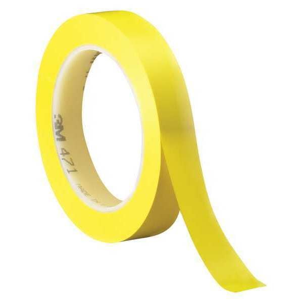 3M Vinyl Tape, 5.2 Mil, 1/2"x36 yds., Yellow, PK3 - T9634713PKY