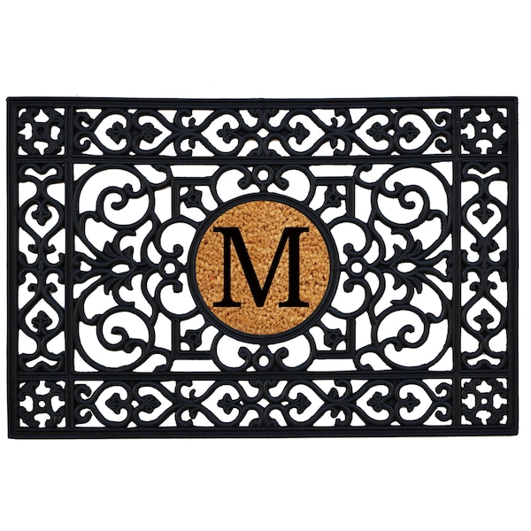 Calloway Mills Monogram Insert Door Mat, Black, Natural, 24 in W x 36 in L - 160012436M