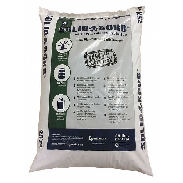 Ep Minerals Loose Absorbent, 16 Qt Volume Absorbed per Package, 25 lb Weight Bag, Not Scented - 9725