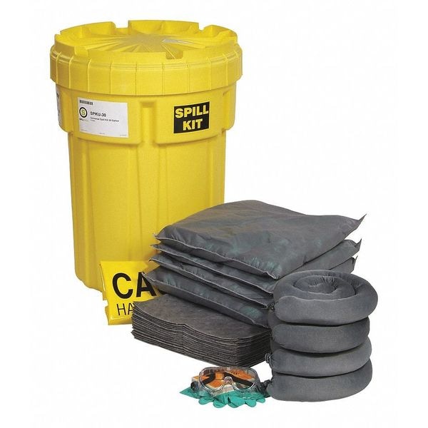 Spilltech Spill Kit, 26 Gallon Volume Absorbed per Kit, 30 Gallon Container Capacity, Yellow, 52 Components - SPKU-30