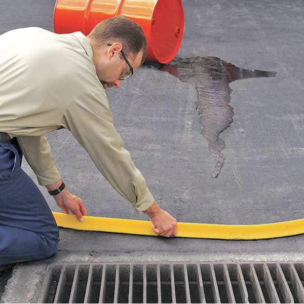 Pig Barrier Dike, (1) Straight Section, (1) Connector, Polyurethane, 10 ft Long x 2 in High, Yellow - PLR230