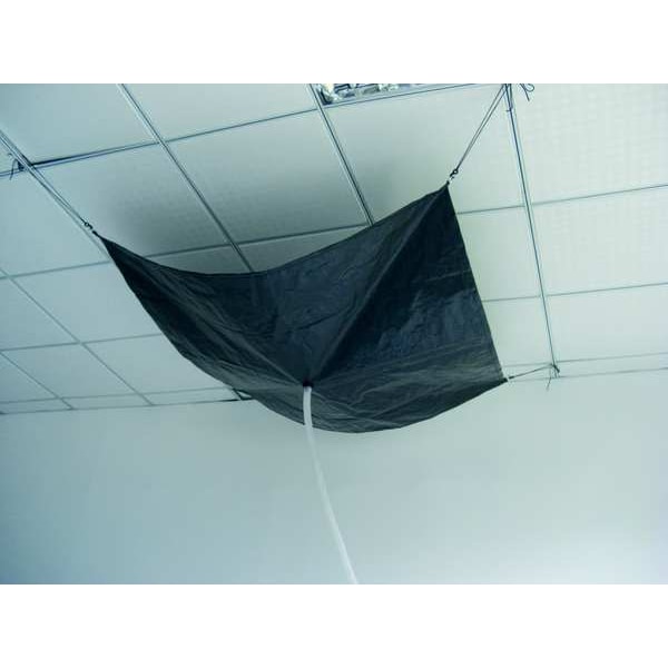 Zoro Select Roof Leak Diverter, 5 ft x 5 ft, Polyethylene, Steel Rings in Each Corner, Black - 10C882