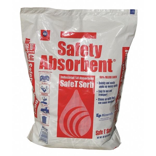 Ep Minerals Loose Absorbent, 11 Qt Volume Absorbed per Pkg, 50 lb. Bag, Silica Free, NSF Rating J1 - 7951