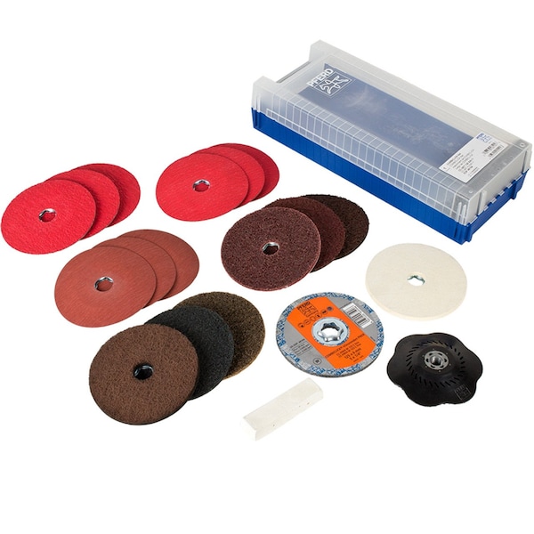 Pferd 48192 COMBICLICK Surface Finishing Set 4-1/2in Discs, 5/8-11 Backing Pad - 48192-PFERD