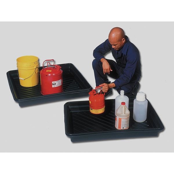 Ultratech Spill Tray, 18 Gallon Spill Capacity, Polyethylene, 36 in L x 24 in W, 4 3/4 Height, Black - 1034