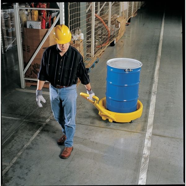 Eagle Mfg Mobile Drum Spill Dolly, 31 in Inside Diameter, 12 Gallon Sump Capacity, Polyethylene, Yellow - 1613