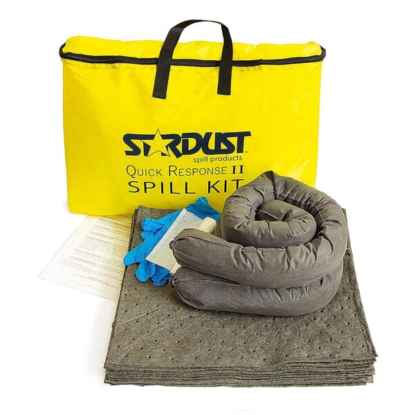Stardust Spill Products Spill Kit, 6 Gallon Volume Absorbed Per KIt, Chemicals/Hazardous Materials, 24 Components, Yellow - D715