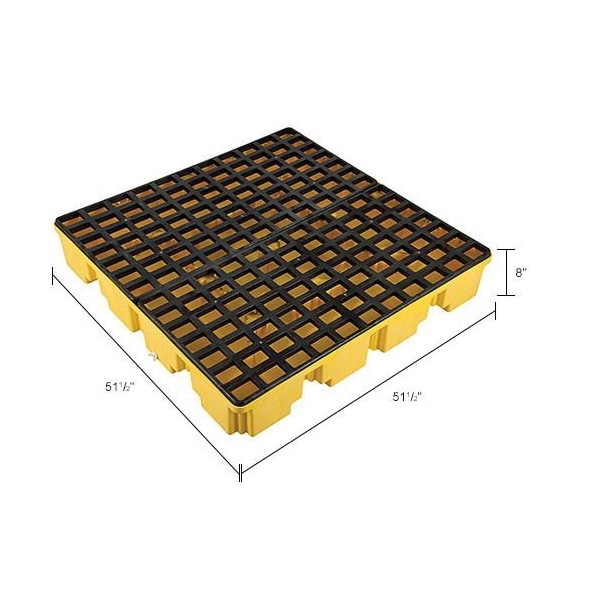 Global Industrial 4 Drum Low Profile Spill Containment Pallet with Drain - 989073