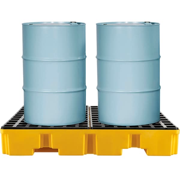 Global Industrial 4 Drum Low Profile Spill Containment Pallet with Drain - 989073