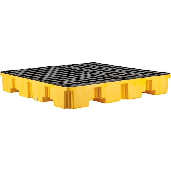 Global Industrial 4 Drum Low Profile Spill Containment Pallet with Drain - 989073