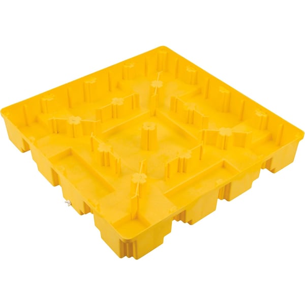 Global Industrial 4 Drum Low Profile Spill Containment Pallet with Drain - 989073