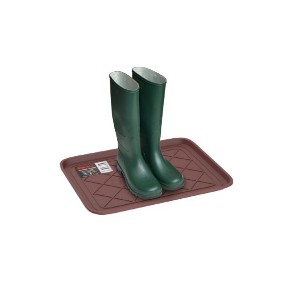 Fleming Supply All Weather Boot Tray Water Resistant Plastic Shoe Mat for Indoor and Outdoor Use, (Brown, Small) - 455848RLO