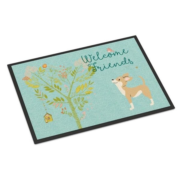 Carolines Treasures Carolines Treasures BB7628JMAT Welcome Friends Brown White Chihuahua Indoor or Outdoor Mat; 24 x 36 in. - BB7628JMAT