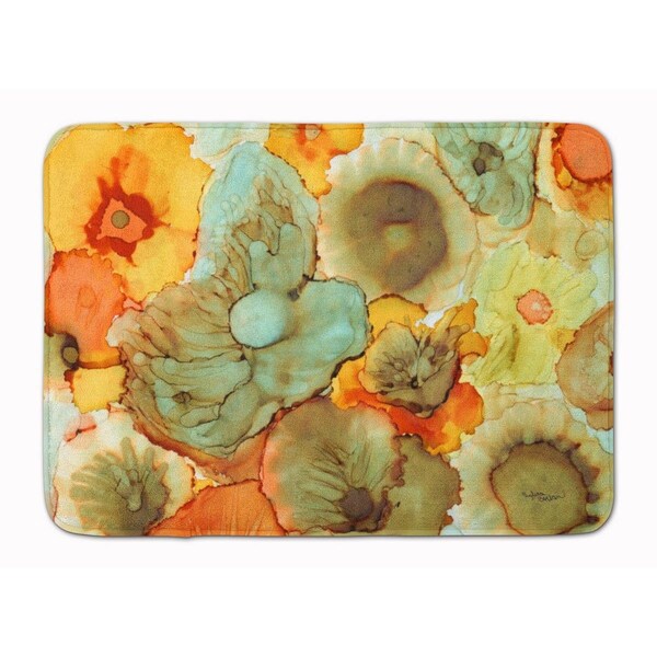 Carolines Treasures Abstract Flowers Teal and Orange Machine Washable Memory Foam Mat - 8959RUG