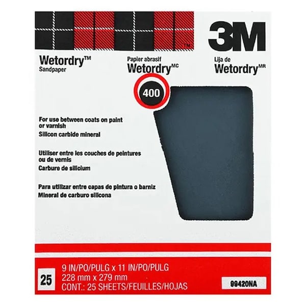 3M 9" x 11" Wetordry Sanding Sheet Pro-Pak, 400-Grit, PK 25 - 99420