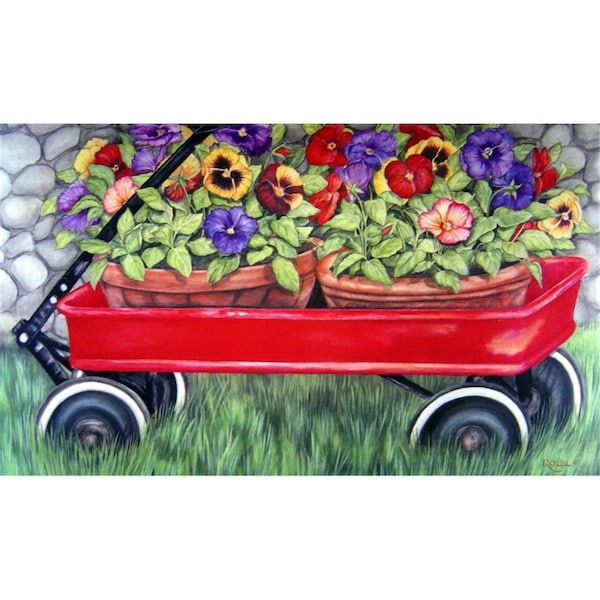 H2H Little Red Wagon Doormat Rug, White - 18 x 30 in. - H21708541