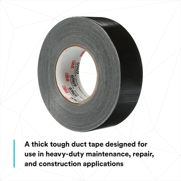 3M Duct Tape, 2 In x 60 yd, 10.5 mil, Black - 6969