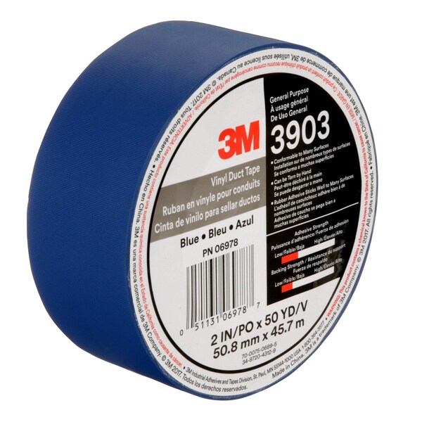 3M Duct Tape, 2 x 50 yd, 6.5 mil, Blue, Vinyl - 3903
