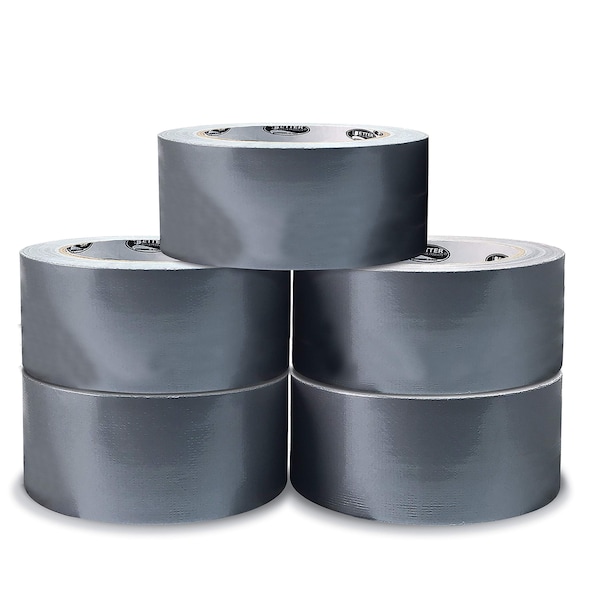 Better Office Products Duct Tape, Heavy Duty, 7.3mil, 1.88 Inch x 30 Yards Per Roll, Easy Tear, Silver, 5PK - 40593