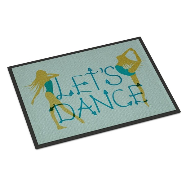 Carolines Treasures 18 x 27 in. Lets Dance Linen Teal Indoor or Outdoor Mat - BB5374MAT
