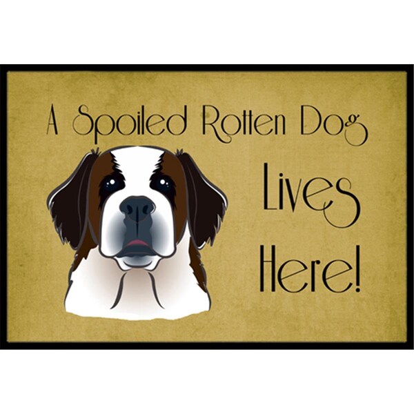 Carolines Treasures Saint Bernard Spoiled Dog Lives Here Indoor and Outdoor Mat- 18 x 27 in. - BB1494MAT