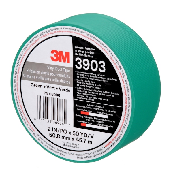 3M Duct Tape, 2 x 50 yd, 6.5 mil, Green, Vinyl - 3903