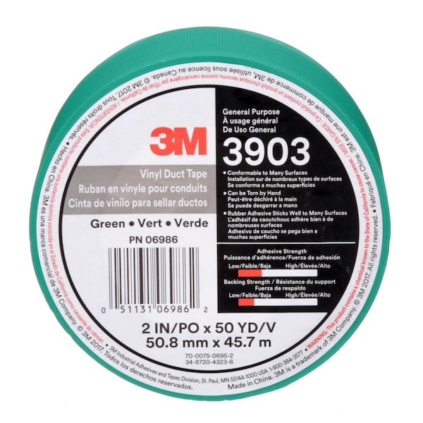 3M Duct Tape, 2 x 50 yd, 6.5 mil, Green, Vinyl - 3903