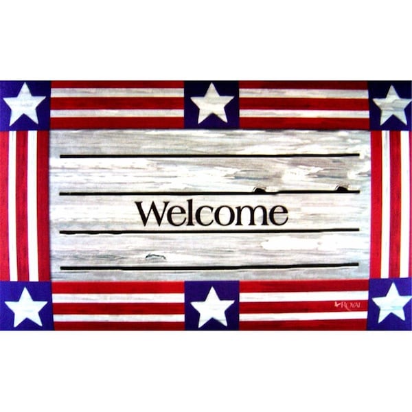 Custom Printed Rugs Welcome 18 x 30 in. Doormat Rug - Light Gray - CU62634