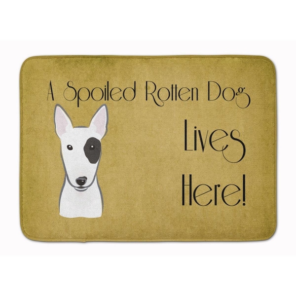 Carolines Treasures Bull Terrier Spoiled Dog Lives Here Machine Washable Memory Foam Mat - BB1457RUG