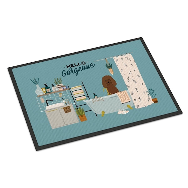 Carolines Treasures 24 x 36 in. Irish Water Spaniel in Bathtub Indoor or Outdoor Mat - CK7485JMAT