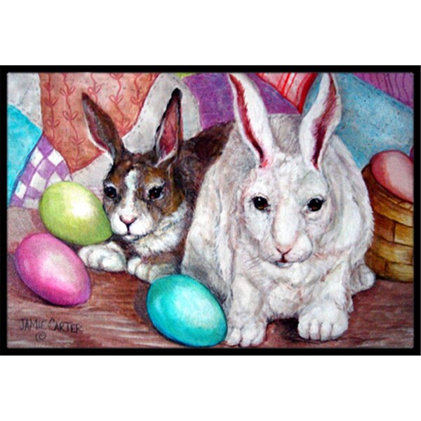 Carolines Treasures Buddy Buddies Easter Rabbit Indoor and Outdoor Mat- 24 x 36 in. - PJC1064JMAT