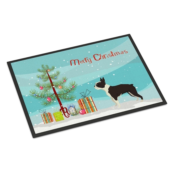 Carolines Treasures 24 x 36 in. Boston Terrier Christmas Tree Indoor or Outdoor Mat - CK3525JMAT